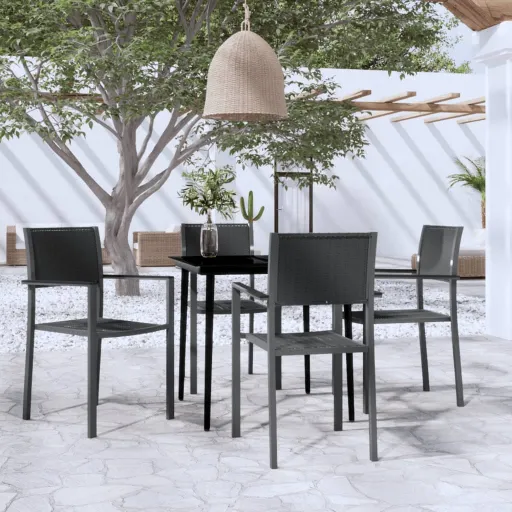 Conjunto de Jantar para Jardim Preto (5 pcs)