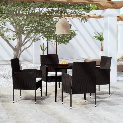 Conjunto de Jantar para Jardim Preto (5 pcs)
