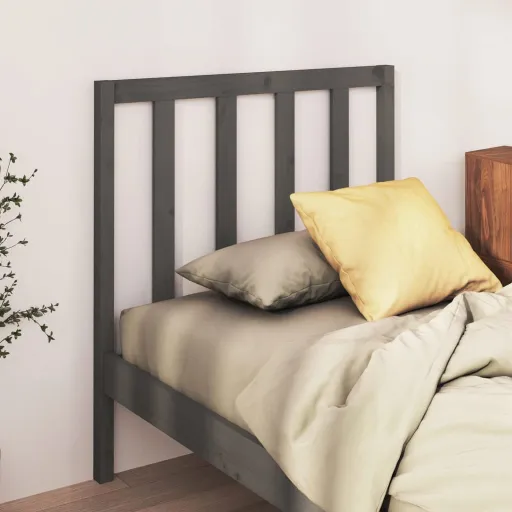 Cabeceira de Cama 96x4x100 cm Pinho Maciço Cinzento