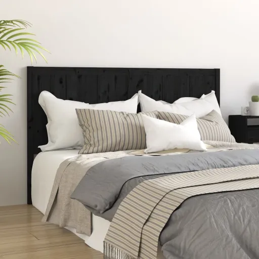 Cabeceira de Cama 205,5x4x100 cm Pinho Maciço Preto
