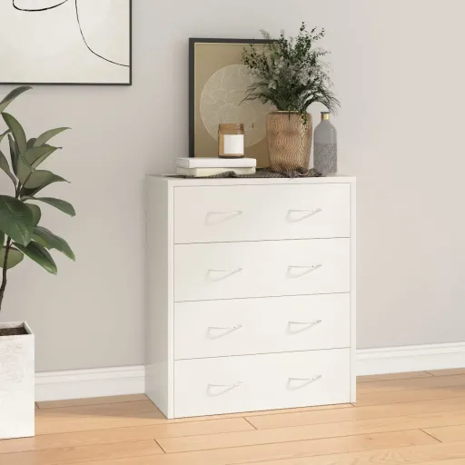 Aparador com 4 Gavetas 60x30,5x71 cm Branco Brilhante