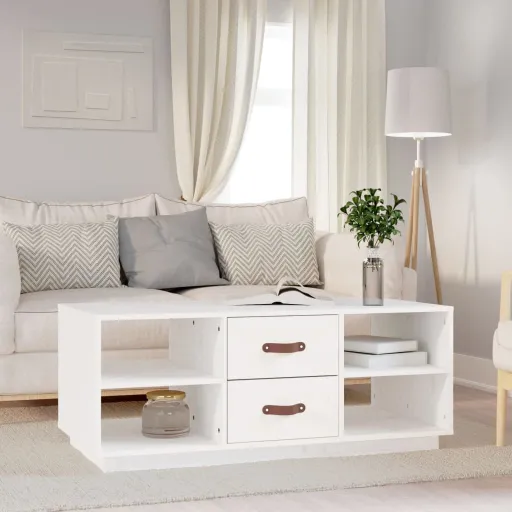 Mesa de Centro 100x50x41 cm Pinho Maciço Branco