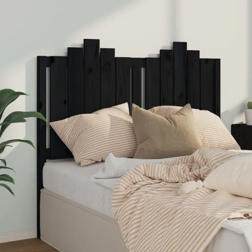 Cabeceira de Cama 126x4x110 cm Pinho Maciço Preto
