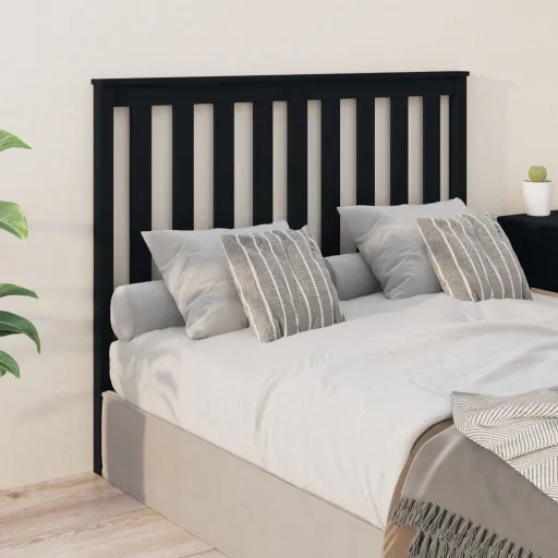 Cabeceira de Cama 126x6x101 cm Pinho Maciço Preto