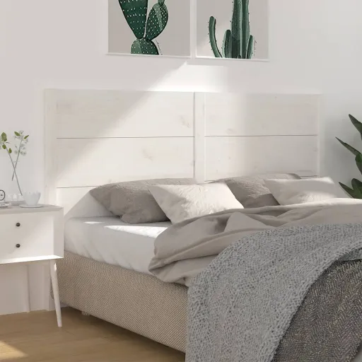 Cabeceira de Cama 206x4x100 cm Pinho Maciço Branco