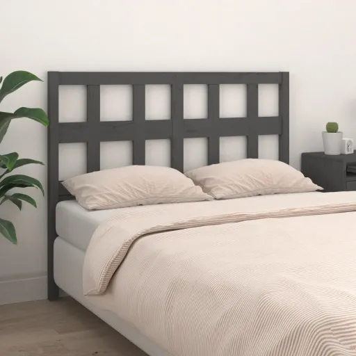 Cabeceira de Cama 185,5x4x100 cm Pinho Maciço Cinzento