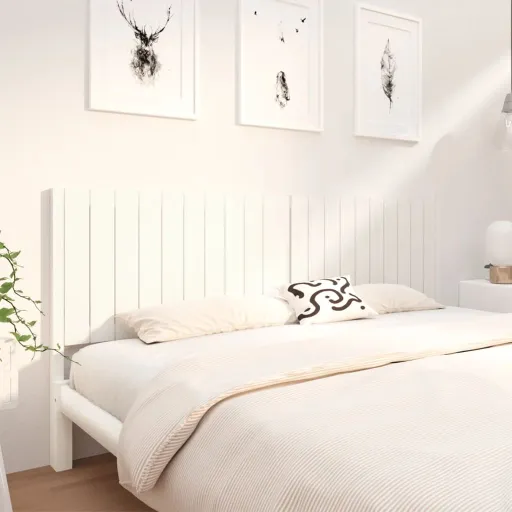 Cabeceira de Cama 205,5x4x100 cm Madeira de Pinho Maciça Branco