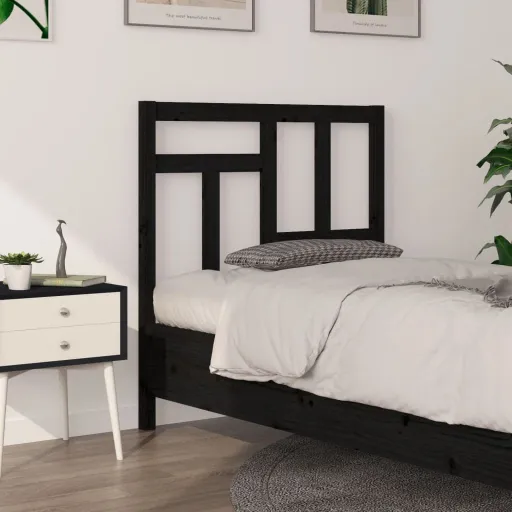 Cabeceira de Cama 95,5x4x100 cm Pinho Maciço Preto