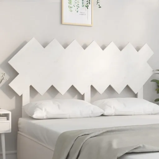 Cabeceira de Cama 141x3x80,5 cm Pinho Maciço Branco