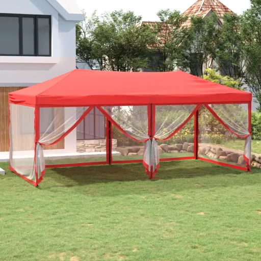 Tenda para Festas Dobrável com Paredes Laterais 3x6 m Vermelho