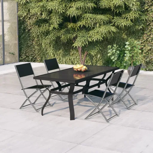 Conjunto de Jantar para Jardim Cinzento e Preto (5 pcs)