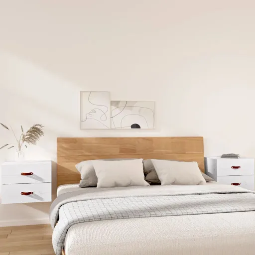 Mesas de Cabeceira de Parede   50x36x40 cm Branco (2 pcs)