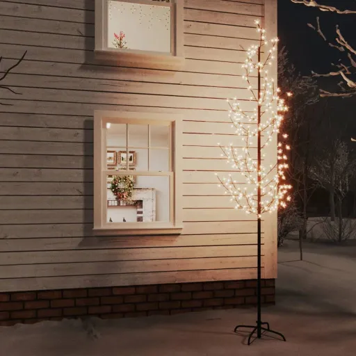 Cerejeira com 368 Luzes LEDs 300 cm Branco Quente