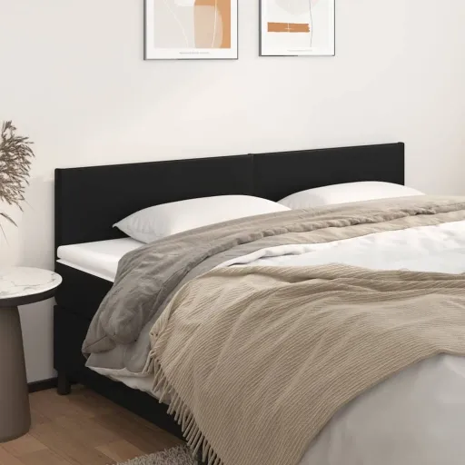 Cabeceira de Cama   Couro Artificial 80x5x78/88 cm Preto (2 pcs)