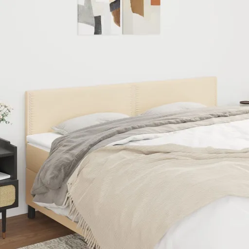 Cabeceira de Cama   Tecido 90x5x78/88 cm Creme (2 pcs)