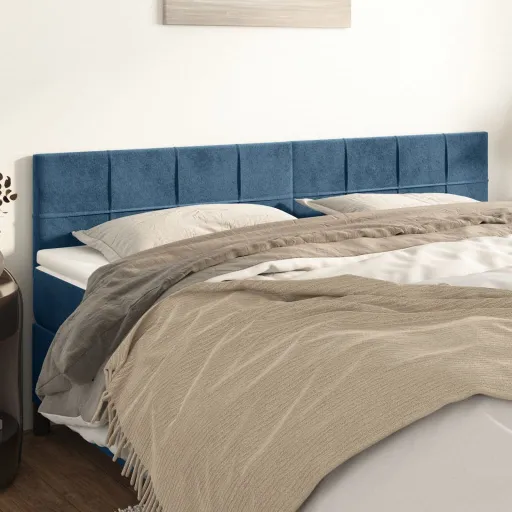 Cabeceira de Cama   Veludo 80x5x78/88 cm Azul-Escuro (2 pcs)
