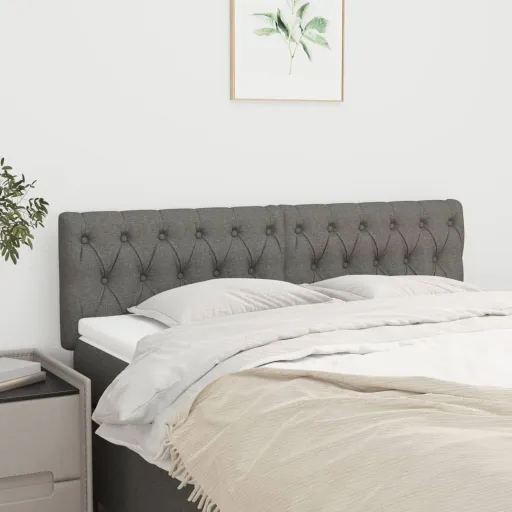 Cabeceira de Cama   Tecido 80x7x78/88 cm Cinzento-Escuro (2 pcs)