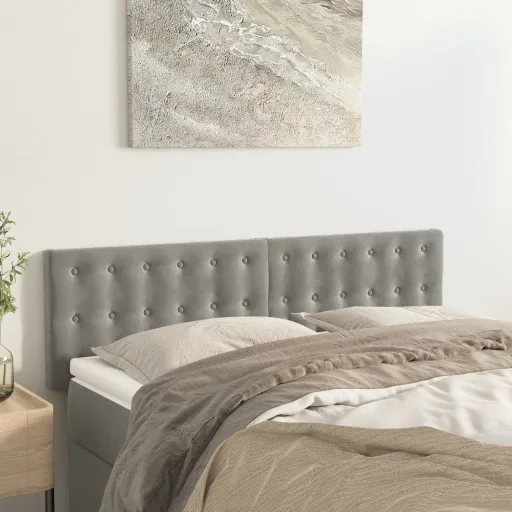 Cabeceira de Cama   Veludo 72x5x78/88 cm Cinzento-Claro (2 pcs)