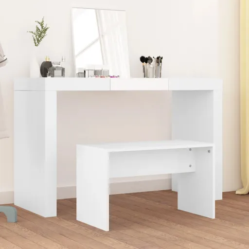 Banco de Toucador 70x35x45 cm Derivados de Madeira Branco