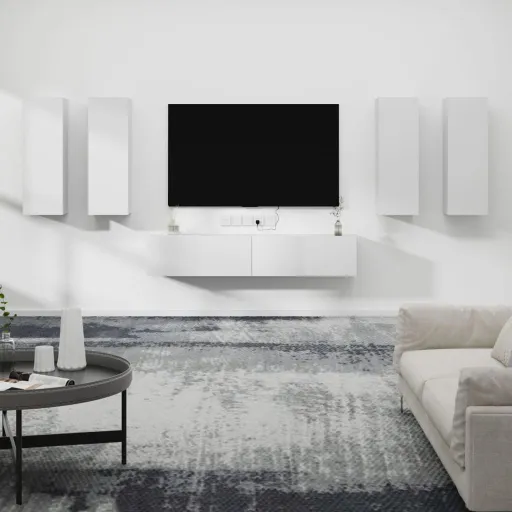 Conjunto Móveis de TV   Madeira Processada Branco (6 pcs)