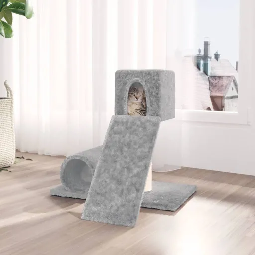 Árvore p/ Gatos c/ Poste Arranhador Sisal 59 cm Cinzento-Claro