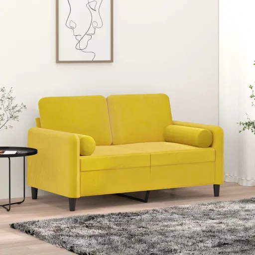 Almofadas Decorativas   Ø15x50 cm Veludo Amarelo (2 pcs)