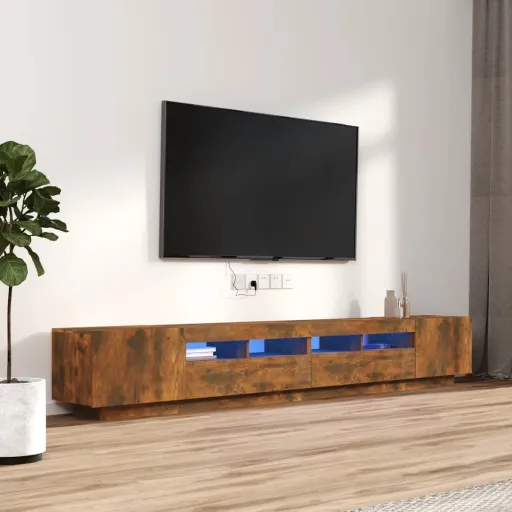 Conjunto Móveis de TV   c/ LEDs Madeira Carvalho Fumado (3 pcs)