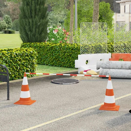 Barras Retráteis para Cones Sinalização   116-197 cm ABS (10 pcs)