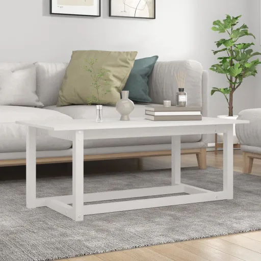Mesa de Centro 110x55x45 cm Madeira de Pinho Maciça Branco