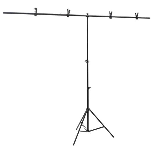 Suporte de Fundo em Forma de T 201x60x(70-200) cm Preto