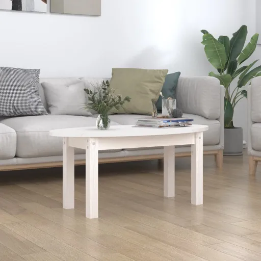 Mesa de Centro 80x40x35 cm Madeira de Pinho Maciça Branco