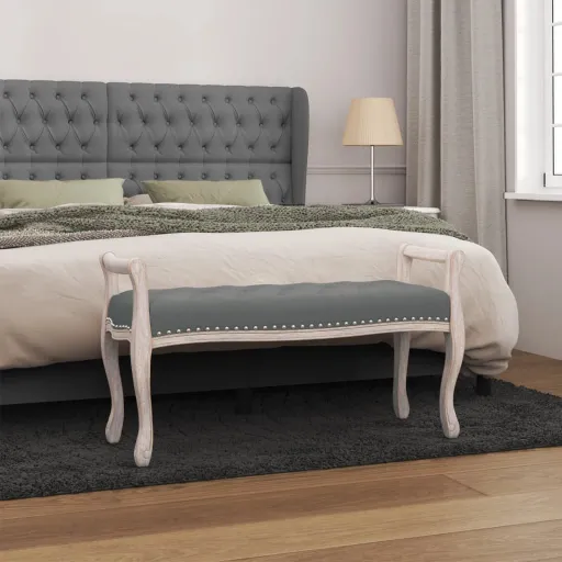 Banco 110x45x60 cm Tecido Cinzento-Escuro