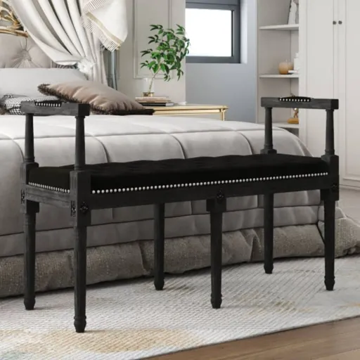 Banco 110x40x70 cm Veludo Preto