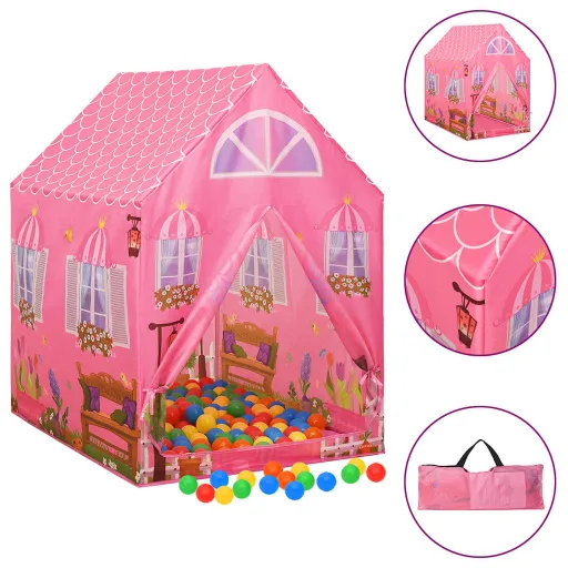 Tenda de Brincar Infantil com 250 Bolas 69x94x104 cm Rosa