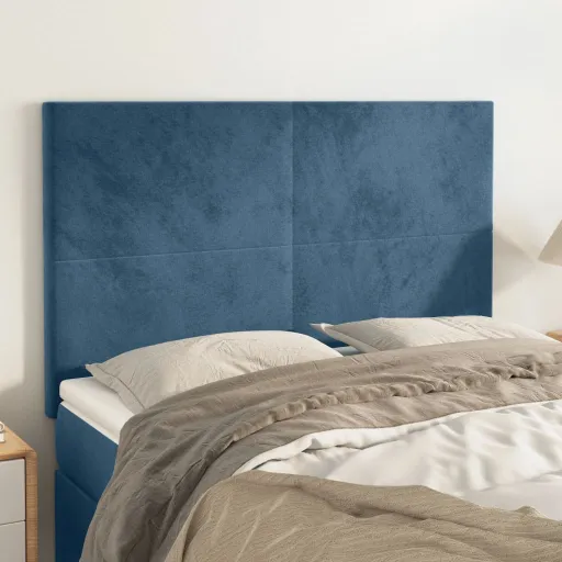 Cabeceira Azul Escuro 144x5x118/128 cm Veludo
