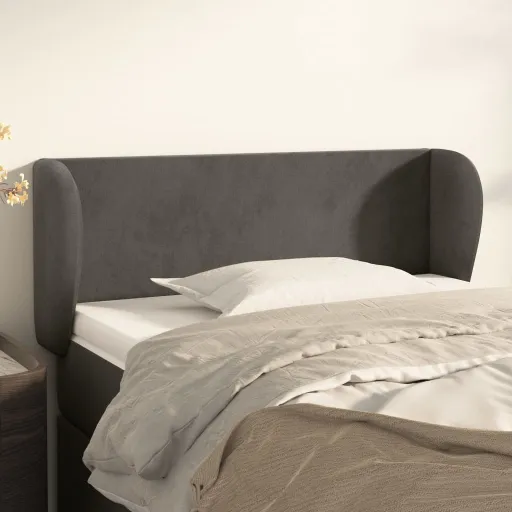 Cabeceira de Cama c/ Abas Veludo 83x23x78/88 cm Cinzento-Escuro