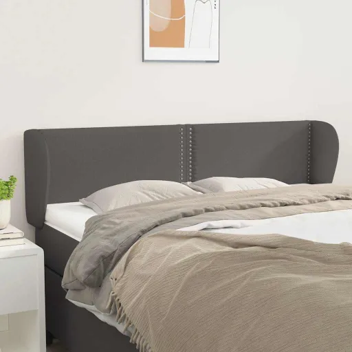 Cabeceira de Cama c/ Abas Couro Artificial 147x23x78/88cm Cinza