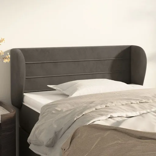 Cabeceira de Cama c/ Abas Veludo 83x23x78/88 cm Cinzento-Escuro