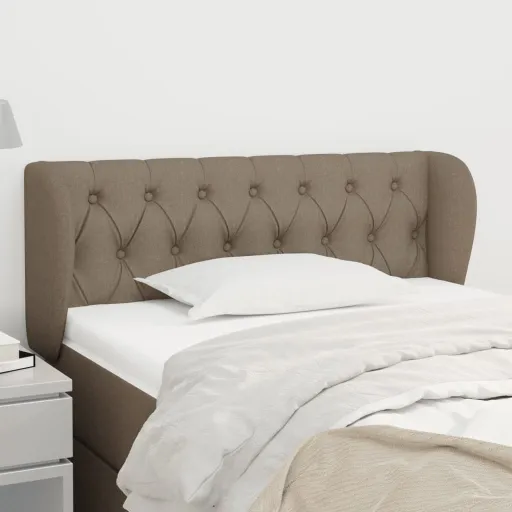 Cabeceira Cama Abas Tecido 93x23x78/88 cm Cinzento-Acastanhado