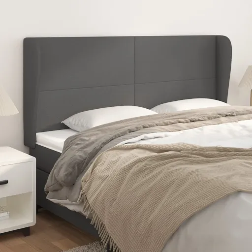Cabeceira Cama c/ Abas Couro Artif. 163x23x118/128 cm Cinzento