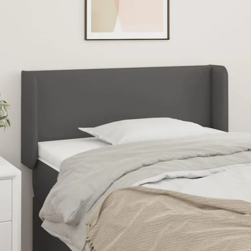 Cabeceira de Cama c/ Abas Couro Artificial 103x16x78/88cm Cinza