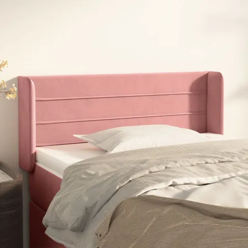 Cabeceira de Cama c/ Abas Veludo 83x16x78/88 cm Rosa