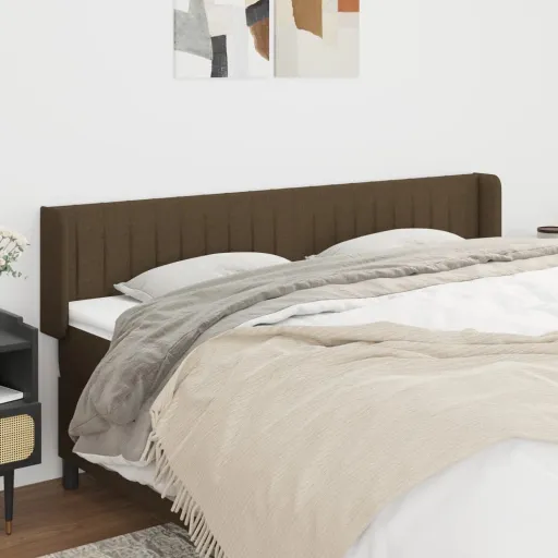 Cabeceira de Cama c/ Abas Tecido 183x16x78/88cm Castanho-Escuro