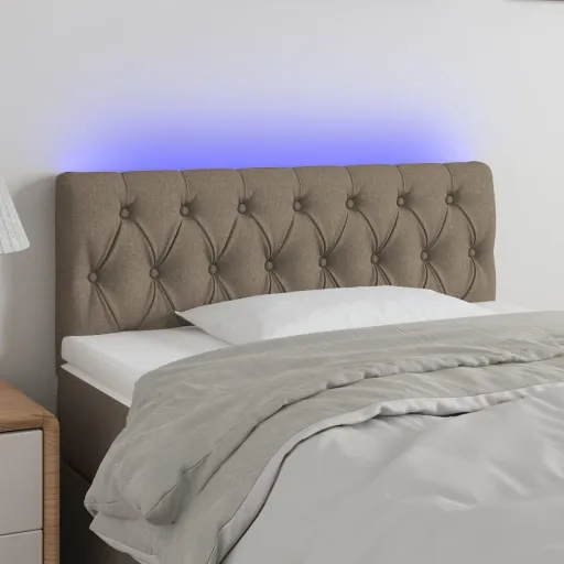 Cabeceira Cama Luzes LED Tecido 100x7x78/88cm Cinza-Acastanhado