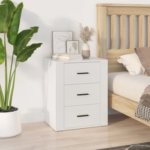 Mesa de Cabeceira 50x36x60 cm Derivados de Madeira Branco