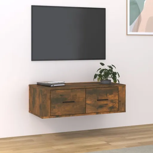 Armário TV Suspenso 80x36x25 cm Deriv. Madeira Carvalho Fumado