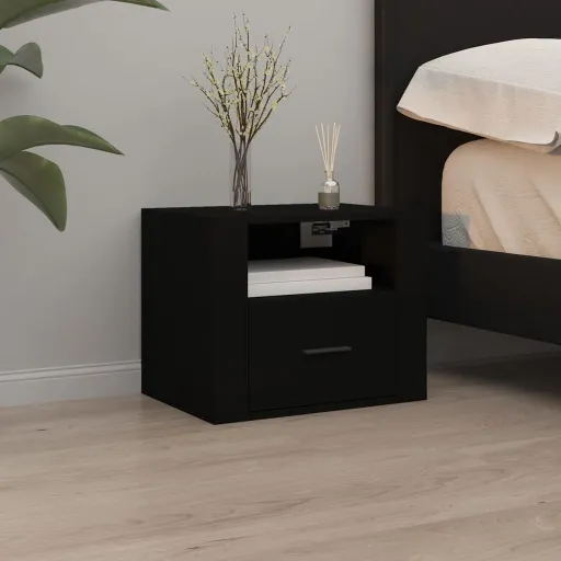 Mesa de Cabeceira de Parede 50x36x40 cm Preto