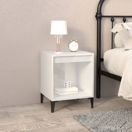 Mesa de Cabeceira 40x35x50 cm Branco Brilhante