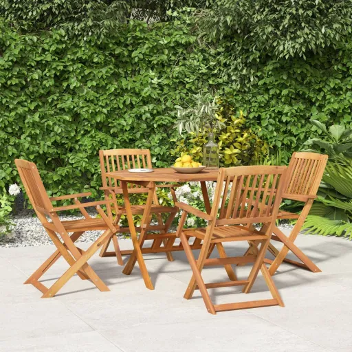 Conjunto de Jantar p/ Jardim   Madeira de Acácia Maciça (5 pcs)