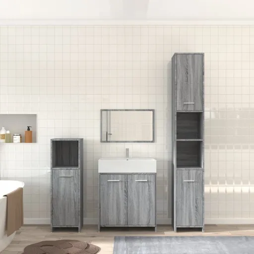 Conjunto Móveis Casa de Banho Madeira Proc. Cinza Sonoma (4 pcs)